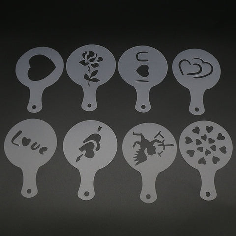 Image of 8/12/16Pcs/Set Coffee Drawing Model Creative Cappuccino Foam Spray Printing Flower Mold Kitchen Accessories Plastic Cooking Tool