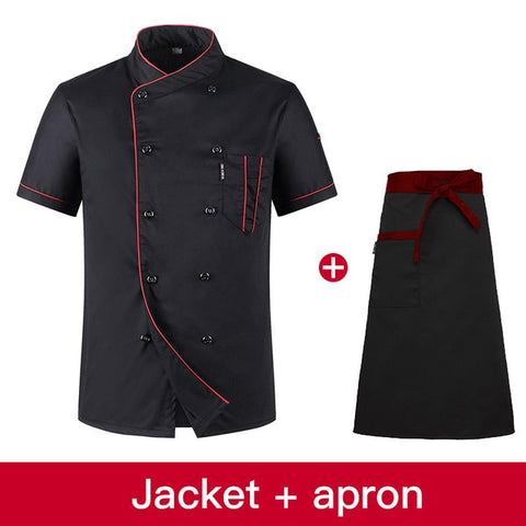 Image of Wholesale Unisex Kitchen Chef Uniform Bakery Food Service Cook Short Sleeve shirt Breathable Double Breasted Chef Jacket clothes