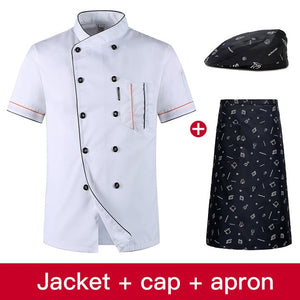 Wholesale Unisex Kitchen Chef Uniform Bakery Food Service Cook Short Sleeve shirt Breathable Double Breasted Chef Jacket clothes