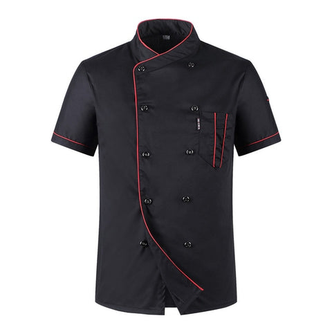 Image of Wholesale Unisex Kitchen Chef Uniform Bakery Food Service Cook Short Sleeve shirt Breathable Double Breasted Chef Jacket clothes