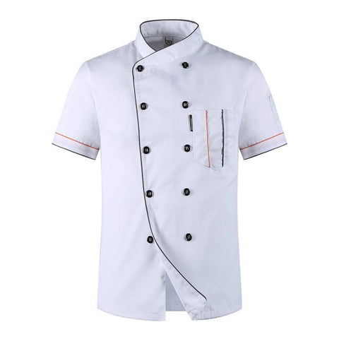 Image of Wholesale Unisex Kitchen Chef Uniform Bakery Food Service Cook Short Sleeve shirt Breathable Double Breasted Chef Jacket clothes