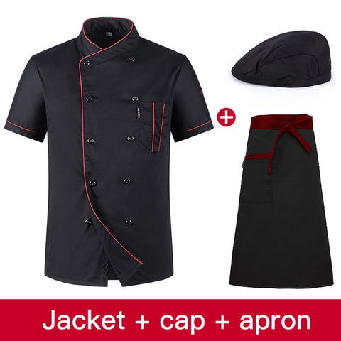 Image of Wholesale Unisex Kitchen Chef Uniform Bakery Food Service Cook Short Sleeve shirt Breathable Double Breasted Chef Jacket clothes