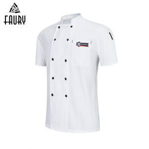 Chef Jacket Waiter Waitress Short Sleeve Cook Shirt Unisex Kitchen Restaurant Uniform Barbers Dessert Shop Hotel Work Clothes