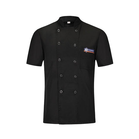 Image of Chef Jacket Waiter Waitress Short Sleeve Cook Shirt Unisex Kitchen Restaurant Uniform Barbers Dessert Shop Hotel Work Clothes