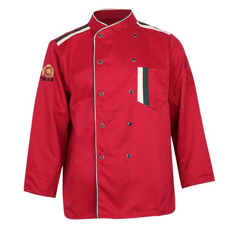 Image of Unisex Chef Long Sleeve Coat Jacket  Restaurant Hotel Uniform Cook Waiter with Pocket Food Survice Worker Uniform Clothes