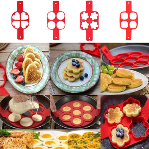 Image of Silicone Pancake Maker Egg Ring Maker Nonstick Frying Egg Mold Round/Square/Heart/Flower Shape Pancake Mold DIY Cooking Tool Hot