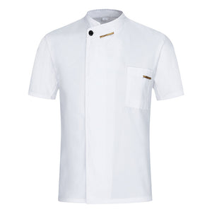 Chef Jacket Cook Coat Restaurant Kitchen Chef Uniform Short Sleeve Chef Clothes Hotel Bakery Pastry Cafe Overalls+Apron+Hat