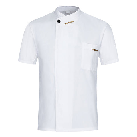 Image of Chef Jacket Cook Coat Restaurant Kitchen Chef Uniform Short Sleeve Chef Clothes Hotel Bakery Pastry Cafe Overalls+Apron+Hat