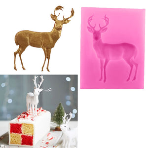 Kitchen Supplies Silicone Cake Molds Christmas 3D Deer Shape Candy Mold Pan Chocolate Soap Stencils Bakeware Cooking Tools