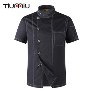 2018 Unisex Cook Clothes Men Single Breasted High Quality Kitchen Cook Uniform Short-sleeved Restaurant Bakery Waiter Tops Shirt