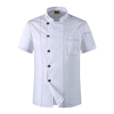 Image of 2018 Unisex Cook Clothes Men Single Breasted High Quality Kitchen Cook Uniform Short-sleeved Restaurant Bakery Waiter Tops Shirt