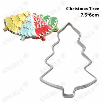 Image of Christmas Cookie Cutter Stainless Steel Cut Candy Biscuit Mold Cooking Tools Christmas Theme Metal Cutters Mould Snowflake Snowm