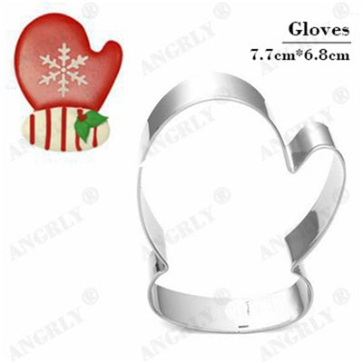 Image of Christmas Cookie Cutter Stainless Steel Cut Candy Biscuit Mold Cooking Tools Christmas Theme Metal Cutters Mould Snowflake Snowm