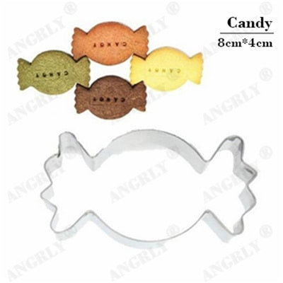 Image of Christmas Cookie Cutter Stainless Steel Cut Candy Biscuit Mold Cooking Tools Christmas Theme Metal Cutters Mould Snowflake Snowm