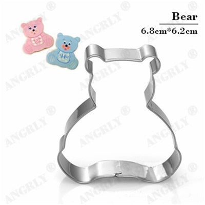 Image of Christmas Cookie Cutter Stainless Steel Cut Candy Biscuit Mold Cooking Tools Christmas Theme Metal Cutters Mould Snowflake Snowm