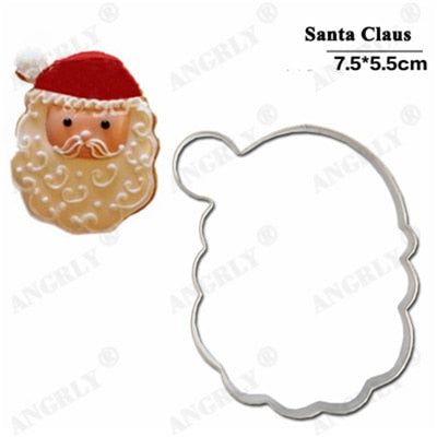 Image of Christmas Cookie Cutter Stainless Steel Cut Candy Biscuit Mold Cooking Tools Christmas Theme Metal Cutters Mould Snowflake Snowm