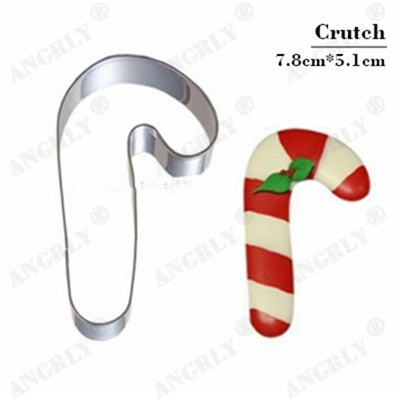 Image of Christmas Cookie Cutter Stainless Steel Cut Candy Biscuit Mold Cooking Tools Christmas Theme Metal Cutters Mould Snowflake Snowm