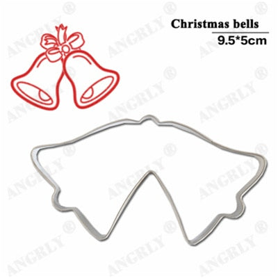 Image of Christmas Cookie Cutter Stainless Steel Cut Candy Biscuit Mold Cooking Tools Christmas Theme Metal Cutters Mould Snowflake Snowm