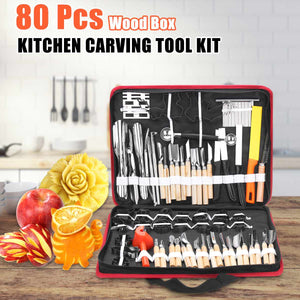 80Pcs Portable Sculpture Carving Tool with Portable Storage Bag Vegetable Food Fruit Carving Knife Set Cooking Decorating Tools