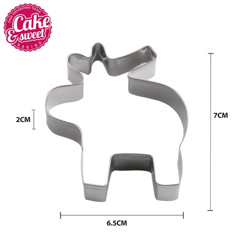 Image of Christmas Cookie Cutters Stainless Steel Cute Animal Candy Shape Biscuit Mold DIY Fondant Pastry Decorating Baking Cooking Tools