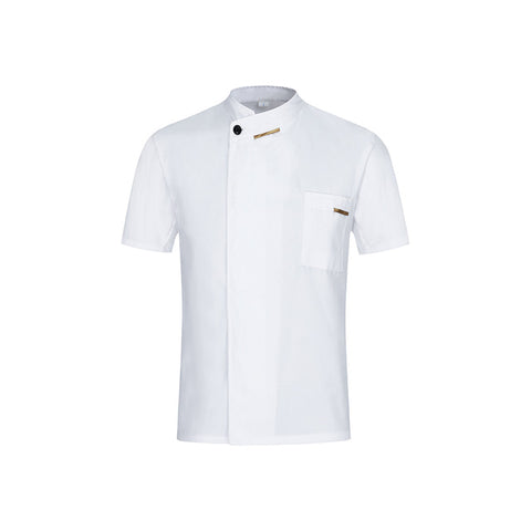 Image of Chef Jacket Short Sleeve Food Service Cooking Uniform Restaurant Kitchen Hotel Barbershop Sushi Costume Cafe Bakery Work Clothes